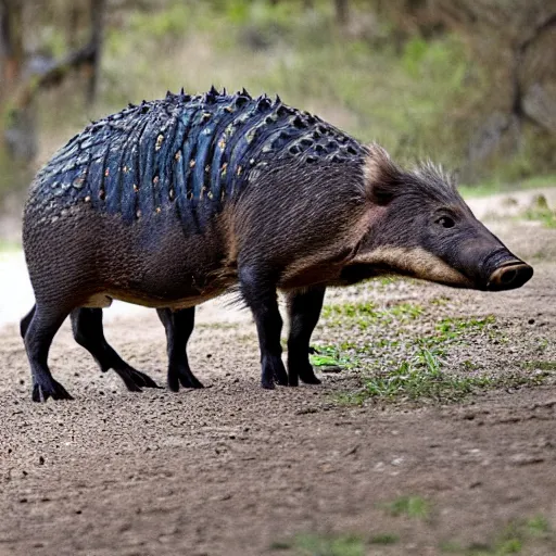 Image similar to photo of a hybrid between a boar and an alligator