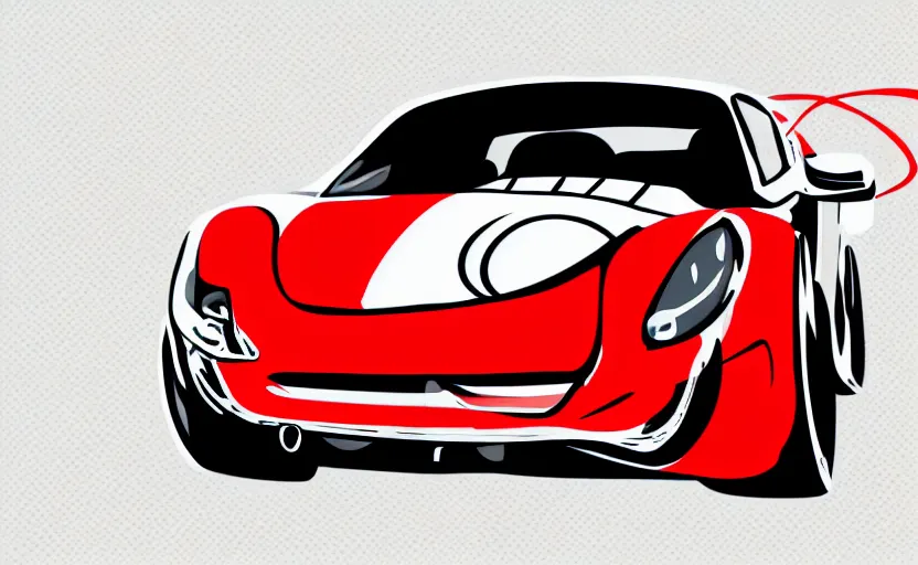 Prompt: Red Hot European Style Sports Car, Cartoon, Caricature, Airbrush, Vector Illustration Pro Vector, 8k