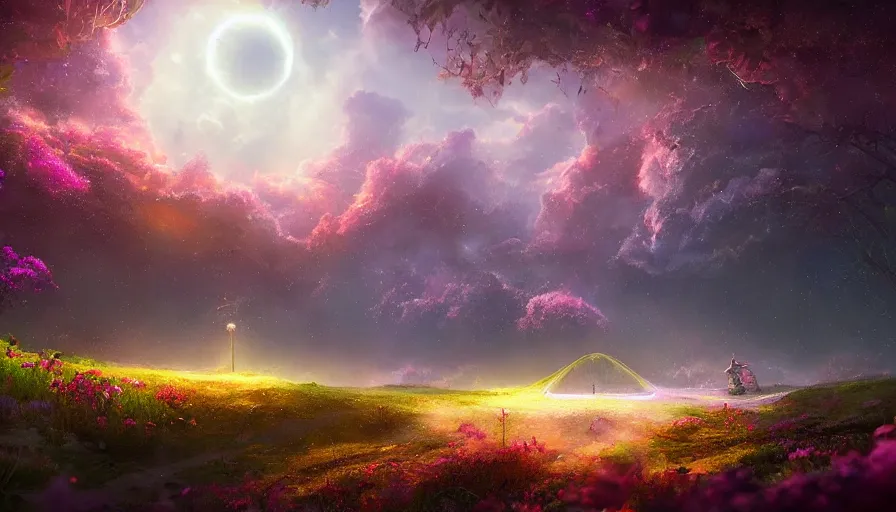 Image similar to the garden at the end of the universe, trippy, jessica rossier, art station