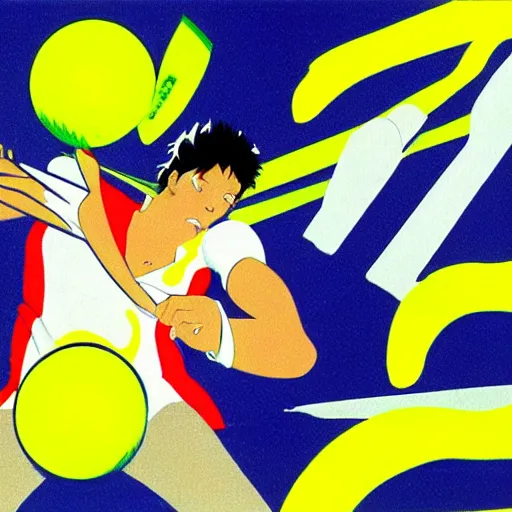 Image similar to a tennis ball monster illustrated by hiroshi nagai