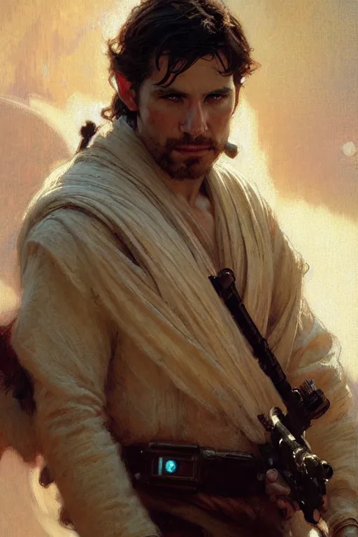 Image similar to attractive man, star wars, painting by gaston bussiere, craig mullins, greg rutkowski, alphonse mucha