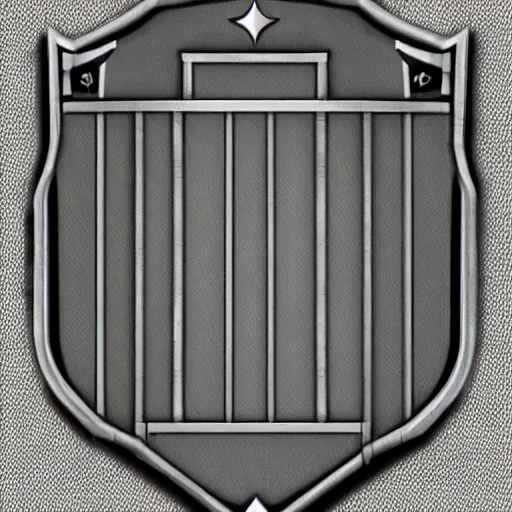 Image similar to simple hyperrealistic metal shield