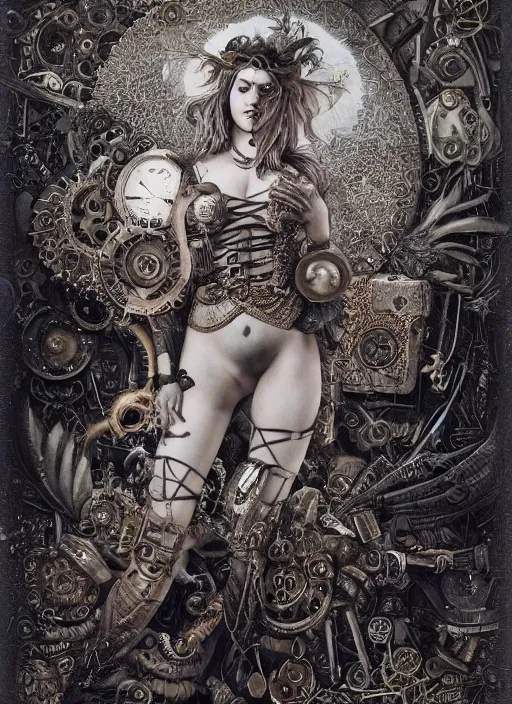 Prompt: Steampunk goddess painting by Dan Hillier, trending on artstation, artstationHD, artstationHQ, 4k, 8k