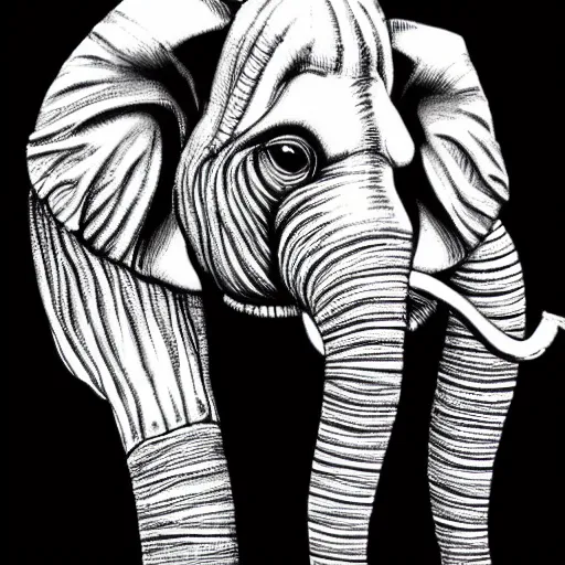 Image similar to an elephant in the style of h. r giger