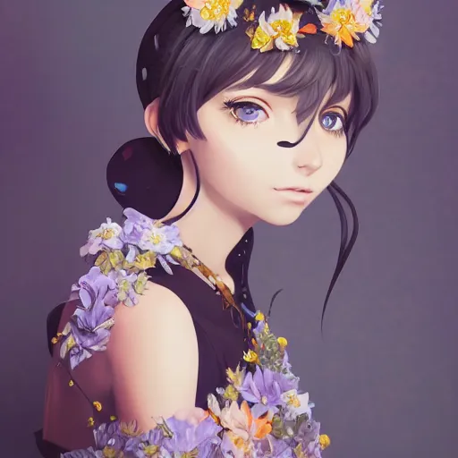 Image similar to a stunning portrait of an olive - skinned witch with cat ears wearing an ornate flower dress, by makoto shinkai, wlop, andrei riabovitchev, sakimichan, summer vibes, very coherent symmetrical artwork, perfect face, studio lighting, 4 k, masterpiece, trending on artstation