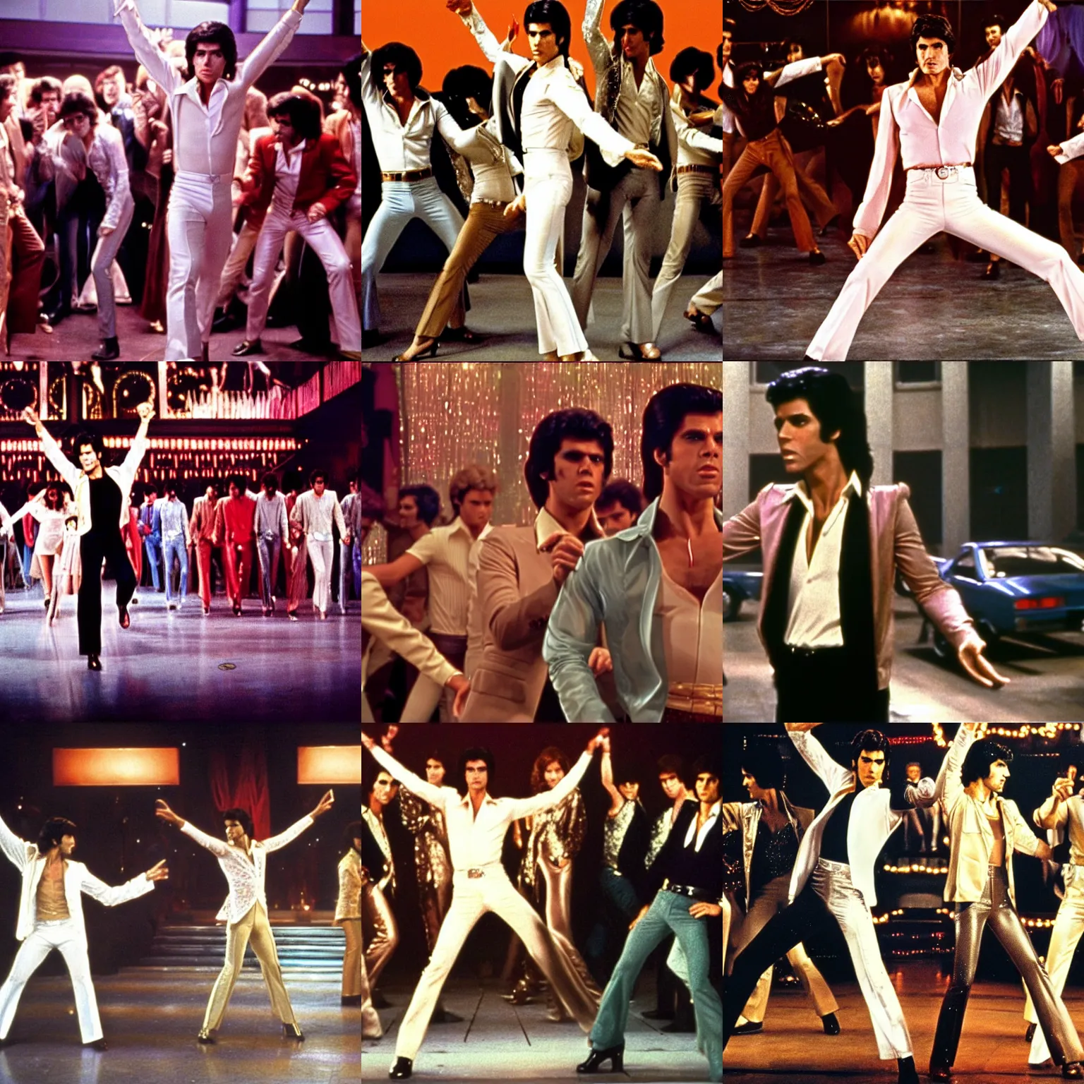 Prompt: a film still saturday night fever ( 1 9 7 7 )