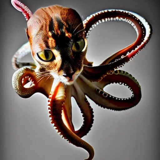 Image similar to an octopus - cat - hybrid, animal photography