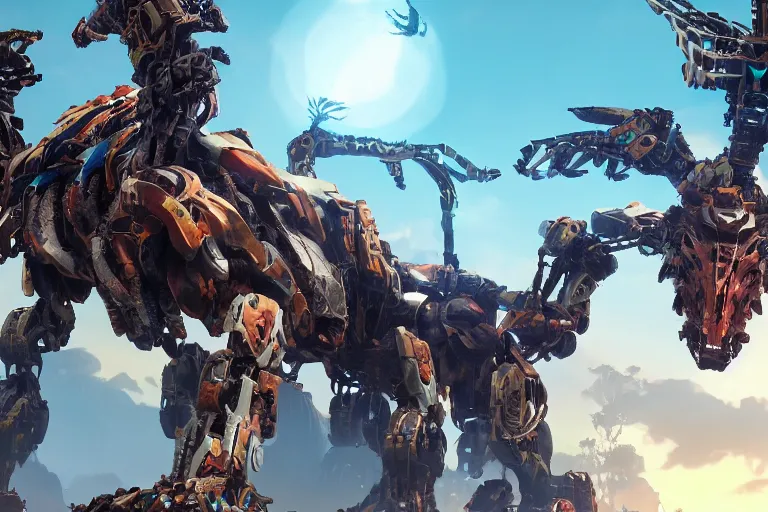 Prompt: clawstrider machine mecha animal beast robot of horizon forbidden west horizon zero dawn bioluminiscence global illumination ray tracing hdr fanart arstation by sung choi and eric pfeiffer and gabriel garza and casper konefal