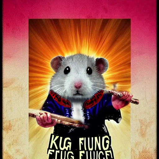 Prompt: Kung fu hamster, poster, digital art