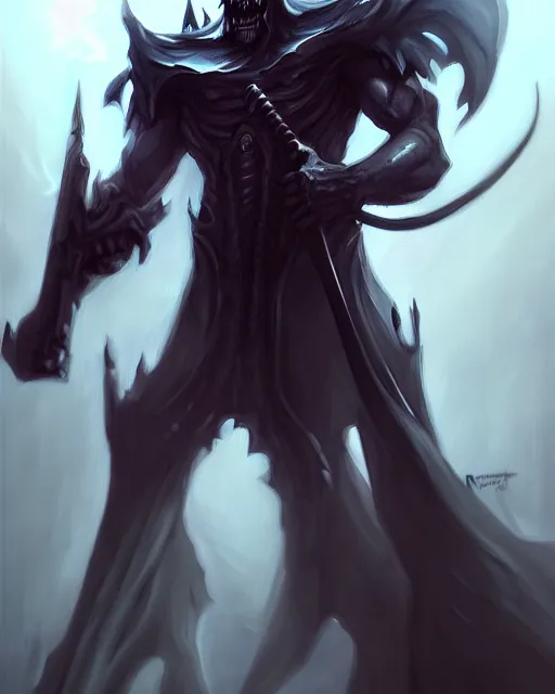 Prompt: a painting of a angry reaper, an ultrafine detailed painting by ross tran, centered full body, featured on deviantart, fantasy art, detailed painting, deviantart, anime
