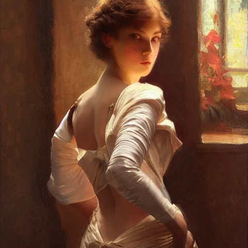 Prompt: a classy high fashion studio stunning backlit portrait of pensive anime girl, painting by gaston bussiere, craig mullins, j. c. leyendecker