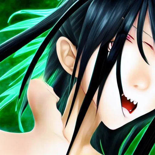 Image similar to saya (from saya no uta) trying to eat you hd 8k deviantart by urobuchi gen, aramaki shinji