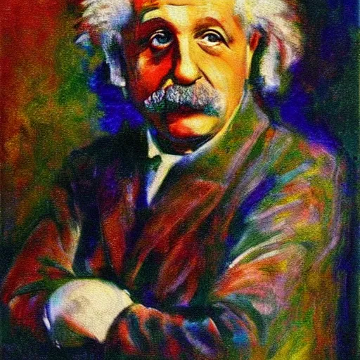 Prompt: impressionist einstein portrait