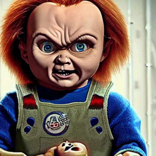 Image similar to a film still of chucky in star wars realistic, detailed