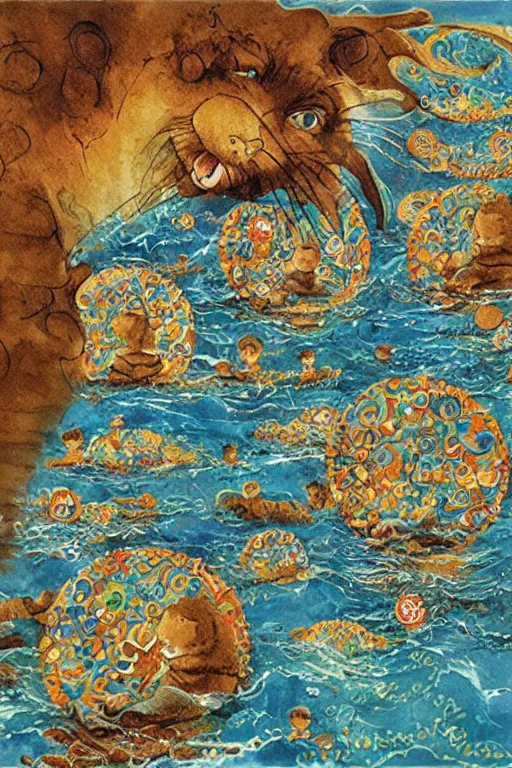 Image similar to a cookie ocean, by jerry pinkney