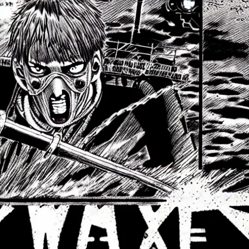 Image similar to mad max manga by junji ito