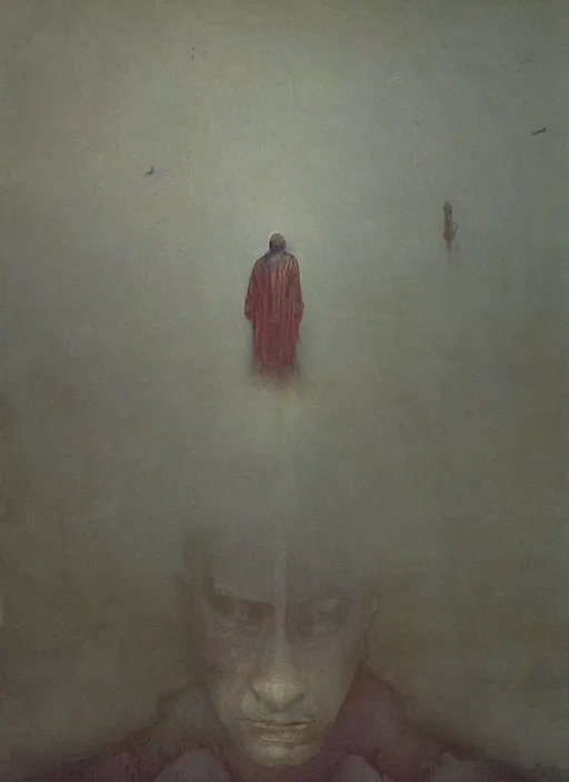 Prompt: Painting in a style of Beksinski featuring Vladimir Putin