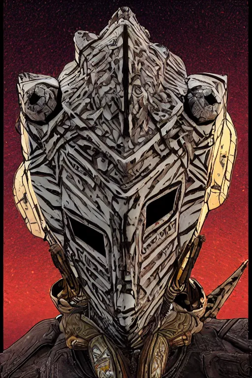 Image similar to tribal vodoo mask feather gemstone global illumination ray tracing hdr that looks like it is from borderlands and by feng zhu and loish and laurie greasley, victo ngai, andreas rocha, john harris