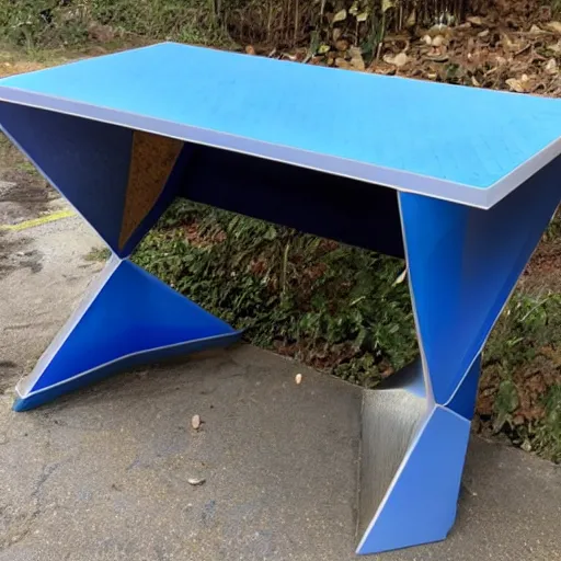 Image similar to a blue hexagonal desk