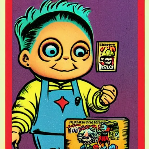 Image similar to a Garbage Pail Kids card Horrible Hector Art Spiegelman art