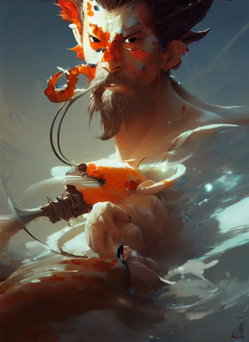 Prompt: koi samurai, subsurface scattering, by jesper ejsing, justin gerard, tomasz alen kopera, cgsociety and fenghua zhong, highly detailed, rim light, cinematic lighting, illustration, art, octane render, very coherent, cinematic, hyper realism, high detail, octane render, 8 k