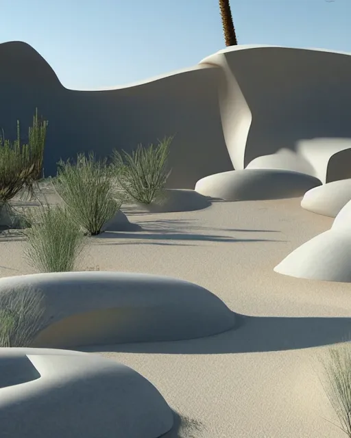 Image similar to futuristic desert oasis facade inspired by tadao ando