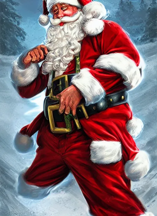 Image similar to digital _ painting _ of _ gangster santa clause _ by _ filipe _ pagliuso _ and _ justin _ gerard _ symmetric _ fantasy _ highly _ detailed _ realistic _ intricate _ port