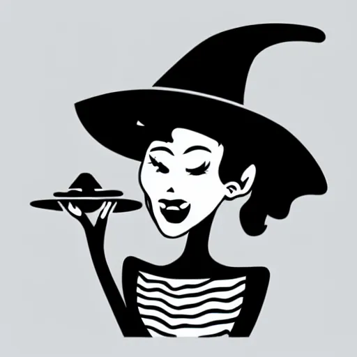 Prompt: witch smoking vector illustration, vinyl plotting art