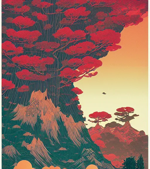 Prompt: vertical dream landscape by sachin teng, okami, hasui kawase