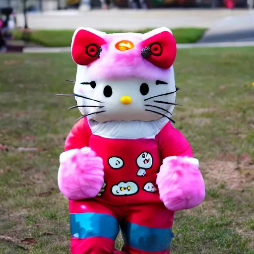 Prompt: zuckenberg wearing hello kitty costume , award-winning photo