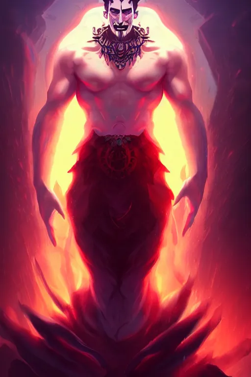 Image similar to the god hades, hellish setting, portrait, sharp focus, digital art, cgsociety, concept art, post processed, dynamic lighting, by emylie boivin and rossdraws