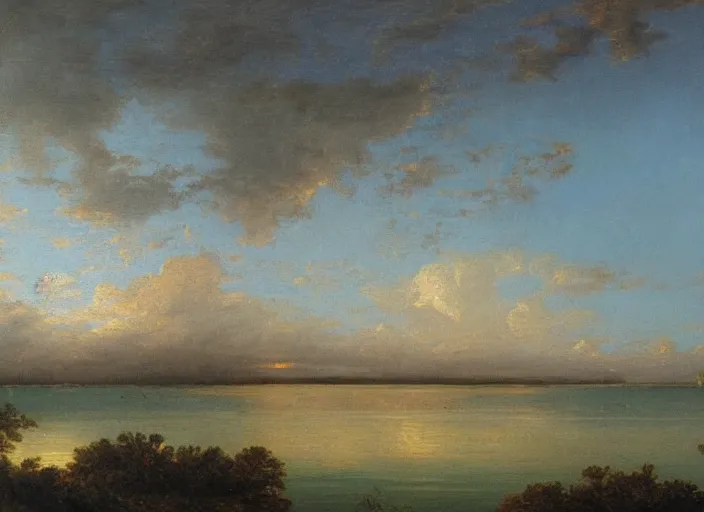 Image similar to florida keys in the style of hudson river school of art, oil on canvas