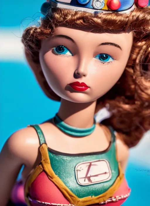 Prompt: closeup face profile portrait of a retro 1 9 5 0 s tin toy girl deep sea diver wearing a bikini,, depth of field, zeiss lens, detailed, symmetrical, centered, fashion photoshoot, by nicoletta ceccoli, mark ryden, lostfish, breathtaking, 8 k resolution, extremely detailed, beautiful, establishing shot, artistic, hyperrealistic, octane render