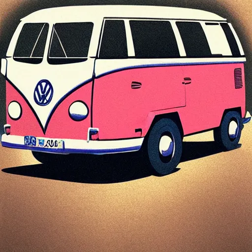 Image similar to illustration of an old van volkswagen, may 6 8, pastel colors, cool, hippie by studio muti