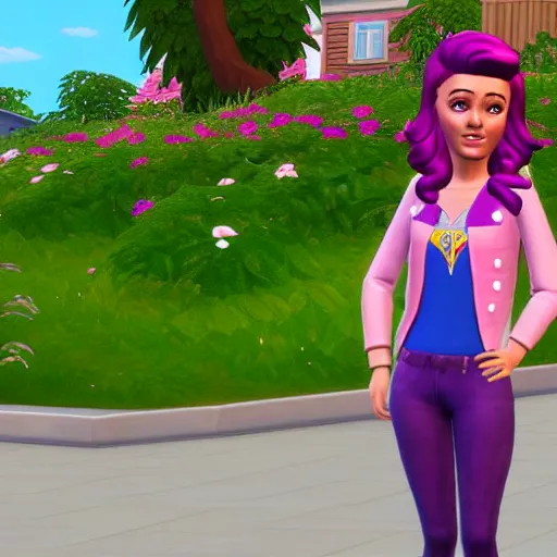 Image similar to julianna rose mauriello as stephanie from lazytown as a sims from sims 4