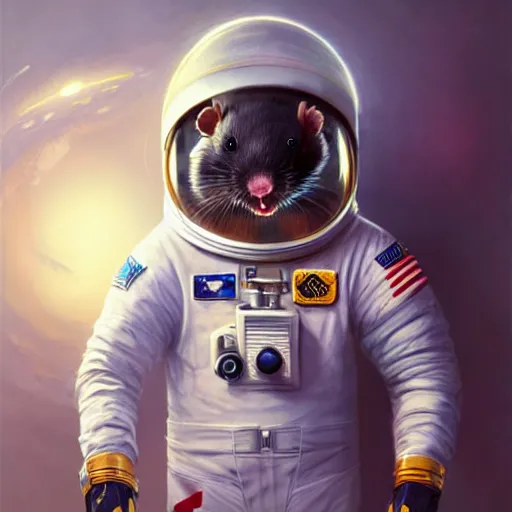 Prompt: a rat wearing an astronaut outfit,digital art,ultra realistic,ultra detailed,art by greg rutkowski,hyperdetailed,detailed face,professional art,art by rossdraws,deviantart,artstation