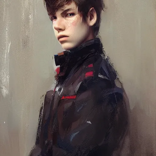Image similar to stunning teen boy portrait by ruan jia