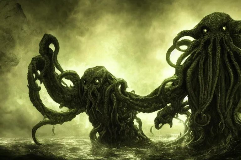 Prompt: highly detailed rise of cthulhu wallpaper