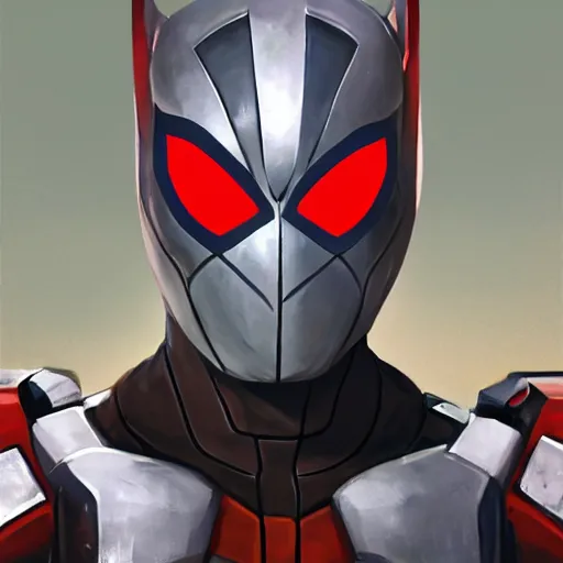 Image similar to greg manchess portrait painting of armored spiderman ultraman grey fox from metal gear cyborg gay japanese - american hybrid as overwatch character, medium shot, asymmetrical, profile picture, organic painting, sunny day, matte painting, bold shapes, hard edges, street art, trending on artstation, by huang guangjian and ail elvgren and sachin teng