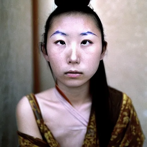 Image similar to photograph of a young japanese woman, photograph by steve mccurry