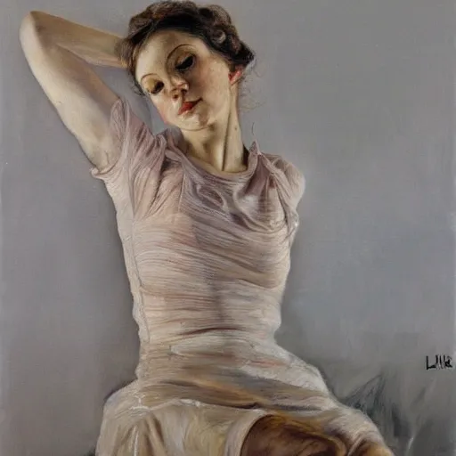 Image similar to high quality high detail painting by lucian freud, hd, exaggerated portrait of a ballerina, photorealistic lighting