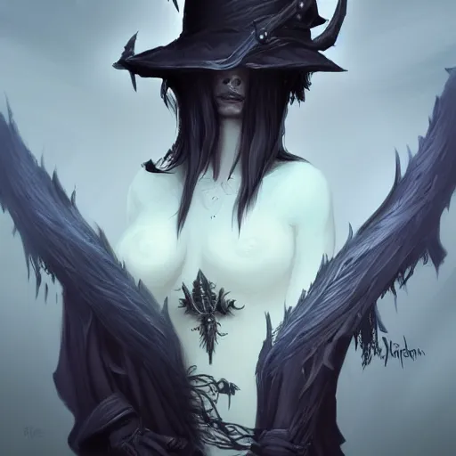 Prompt: dream dark witch character, highly detailed, digital painting, artstation, concept art, smooth, sharp focus, illustration