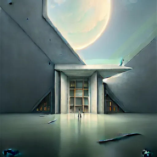 Image similar to architectural dream by peter eisenman in the style of peter mohrbacher