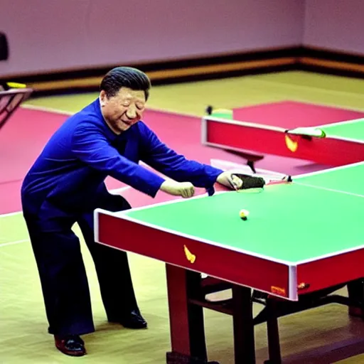 Prompt: xi jinping playing tabletennis