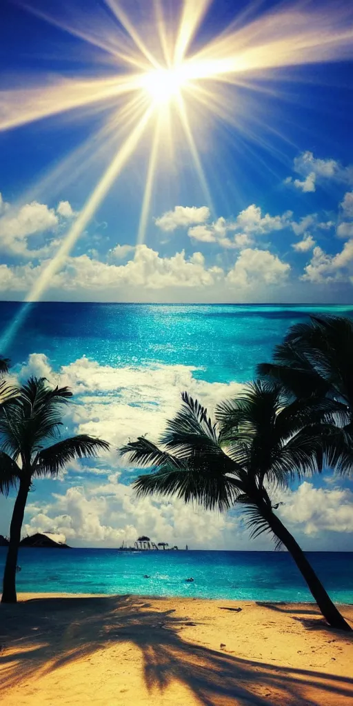 Prompt: Aruba iconic beautiful sun rays smartphone photo