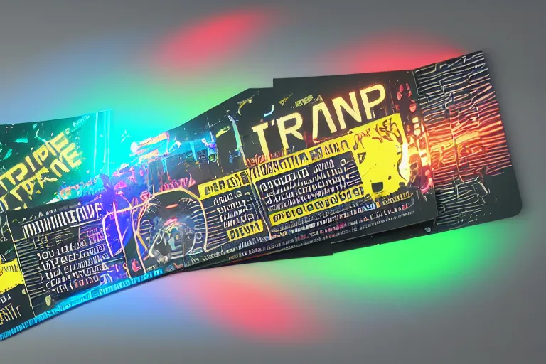 Prompt: mockup of a concert ticket, bandname is tripmachine, tour is invasion of the tripmachines, realistic digital art, 3 d render of a huge futuristic steampunk generator, 8 k, fluorescent colors, halluzinogenic, multicolored, exaggerated detailed, unreal engine