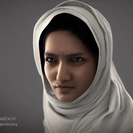 Prompt: a nepali wearing a white shawl, sad, tears, octane render