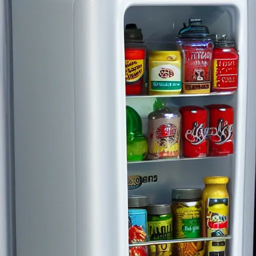 Image similar to mini fridge with spoons inside