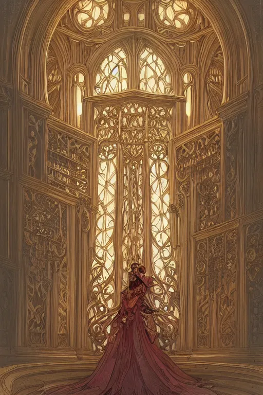 Prompt: pipe organ, d & d, fantasy, intricate, elegant, highly detailed, digital painting, artstation, concept art, smooth, sharp focus, illustration, art by artgerm and alphonse mucha and john howe