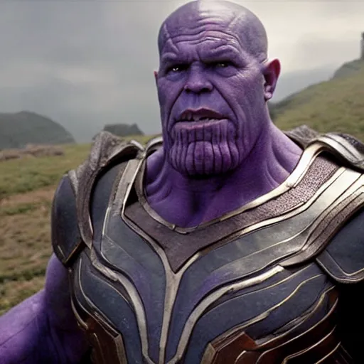 Image similar to movie still of Thanos as a hobbit in Lord of the Rings